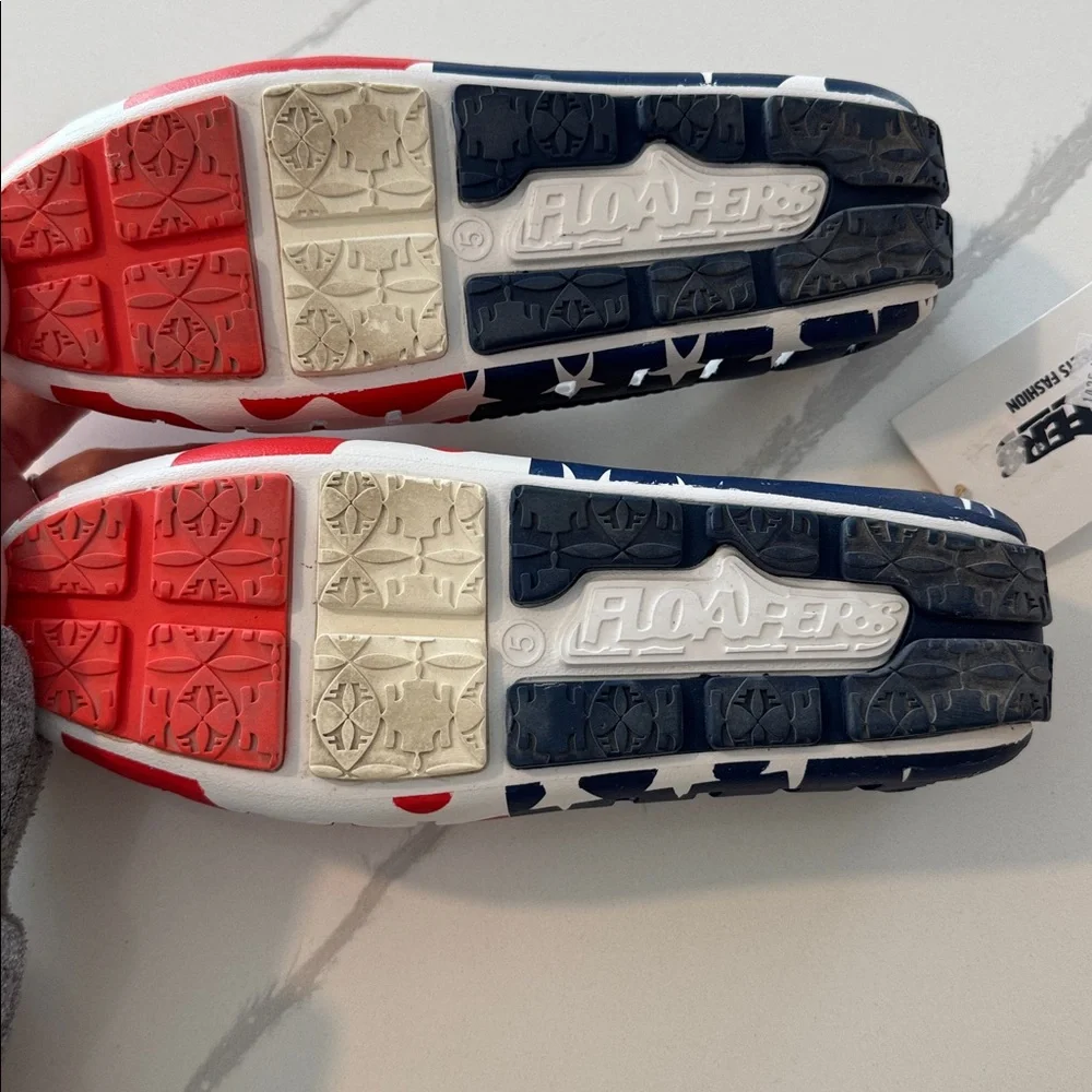 Floafers Country Club Loafer Patriotic Red, White, and Blue Shoes, sz 5 - Picture 4 of 8